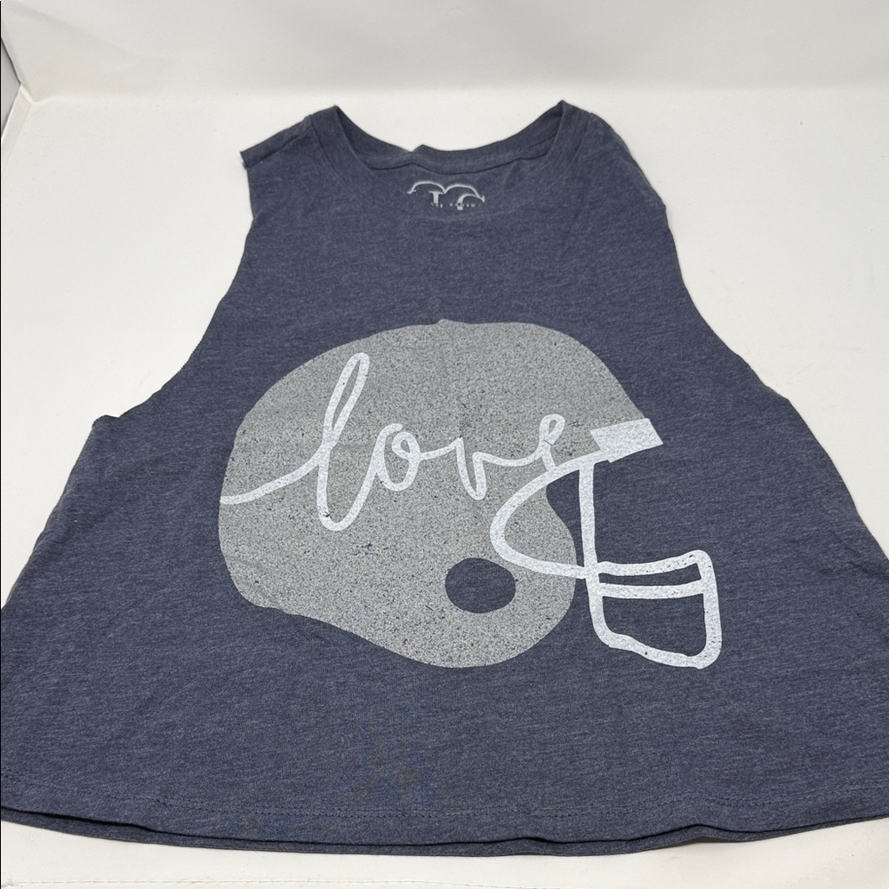 Women’s Blue Sleeveless Top/Tank with Football Helmet Graphic (Never Worn)